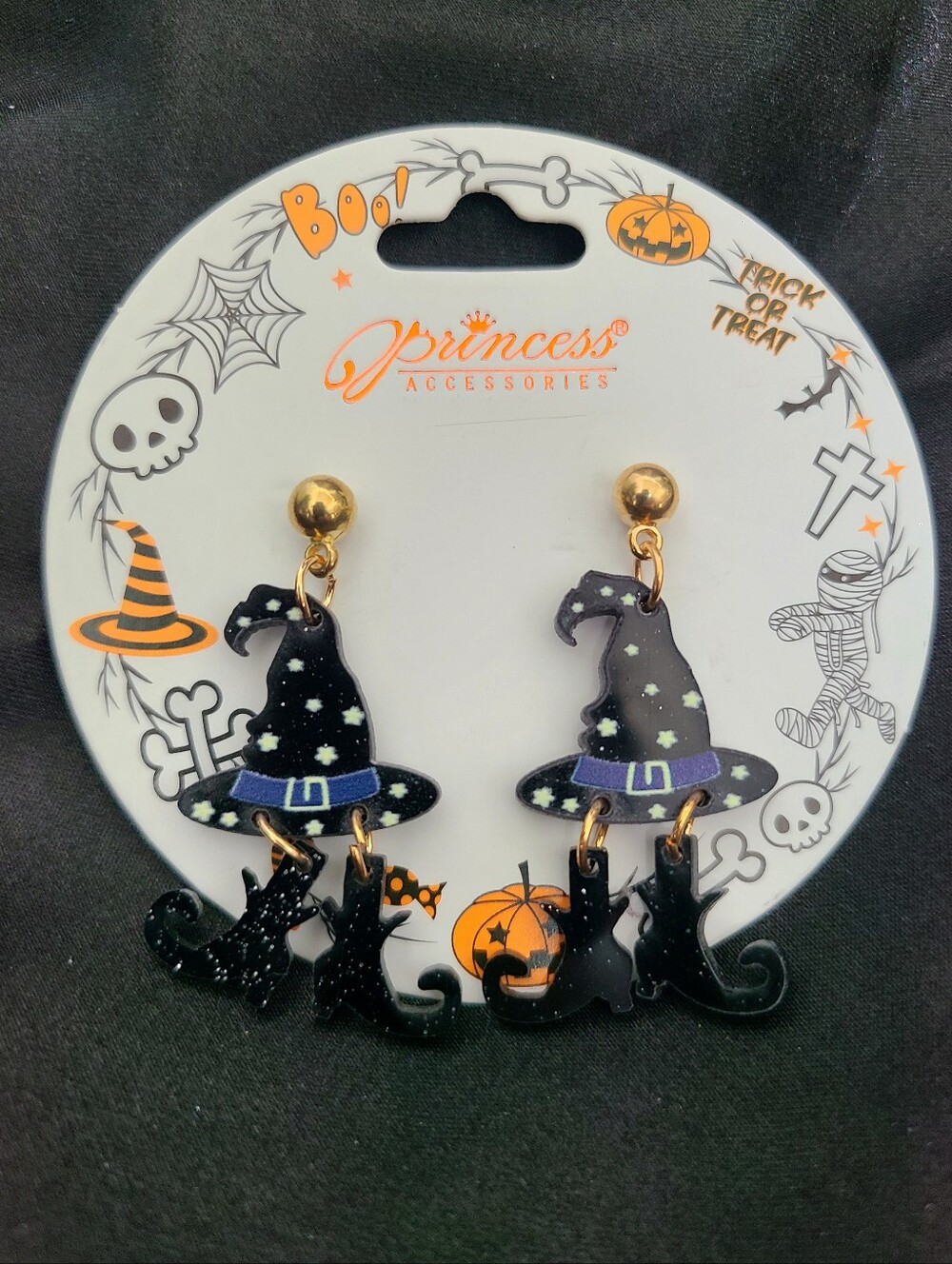 Dangle Witch Halloween Earrings, Whitch And Boots Halloween Earrings